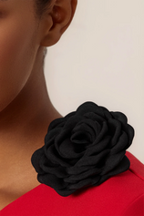 Cicy Bell 4-inch Rose Brooch featuring exquisite hand-crafted 3D petals. This large floral pin adds instant elegance to blazers, hats, or handbags with its soft multi-layered polyester fabric and secure fastening for weddings or office wear.