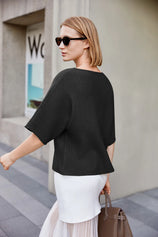 Cicy Bell Womens Black Half Sleeve Sweaters