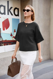 Cicy Bell Womens Black Half Sleeve Sweaters