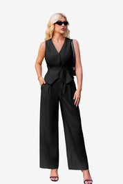 Womens Black 2 Piece V Neck Outfits | CicyBell
