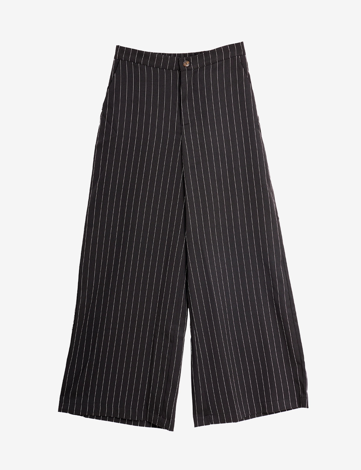 Cicy Bell Women's 2-Piece Pinstripe Vest Set featuring a tailored button-down vest with an adjustable back tie and high-waisted wide-leg pants. This sophisticated pinstripe power suit offers a flattering elongating silhouette for office meetings.