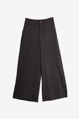 Cicy Bell Women's 2-Piece Pinstripe Vest Set featuring a tailored button-down vest with an adjustable back tie and high-waisted wide-leg pants. This sophisticated pinstripe power suit offers a flattering elongating silhouette for office meetings.