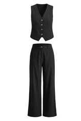 Womens Black V Neck 2 Piece Outfits | CicyBell
