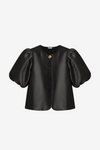 Cicy Bell Women's Satin Blouse featuring trendy balloon sleeves and a classic button-up front. This loose-fit silky top with a premium satin texture is perfect for office meetings or a weekend brunch.