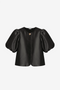 Cicy Bell Women's Satin Blouse featuring trendy balloon sleeves and a classic button-up front. This loose-fit silky top with a premium satin texture is perfect for office meetings or a weekend brunch.