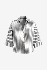 Womens Black 3/4 Bell Sleeve Button Down Shirts | CicyBell