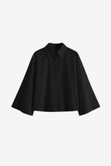 Womens Black 3/4 Bell Sleeve Button Down Shirts  | CicyBell