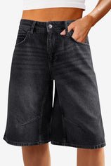 Womens Black Wide Leg Denim Shorts | CicyBell