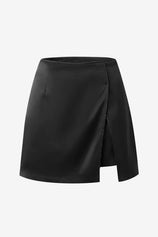 Womens Black Satin Mini Skirt | CicyBell