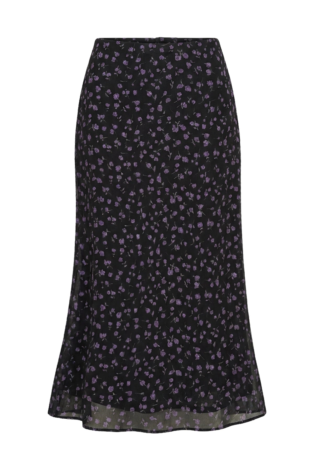 Womens Black Floral Boho Mesh Midi Skirt  | CicyBell