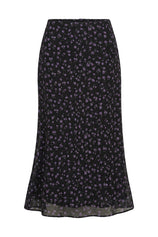 Womens Black Floral Boho Mesh Midi Skirt  | CicyBell