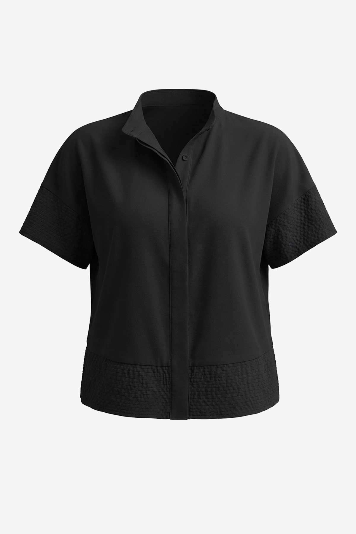 Womens Black Cropped Short Sleeve Shirts| CicyBell