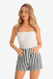 Womens Black Summer Striped Shorts 1