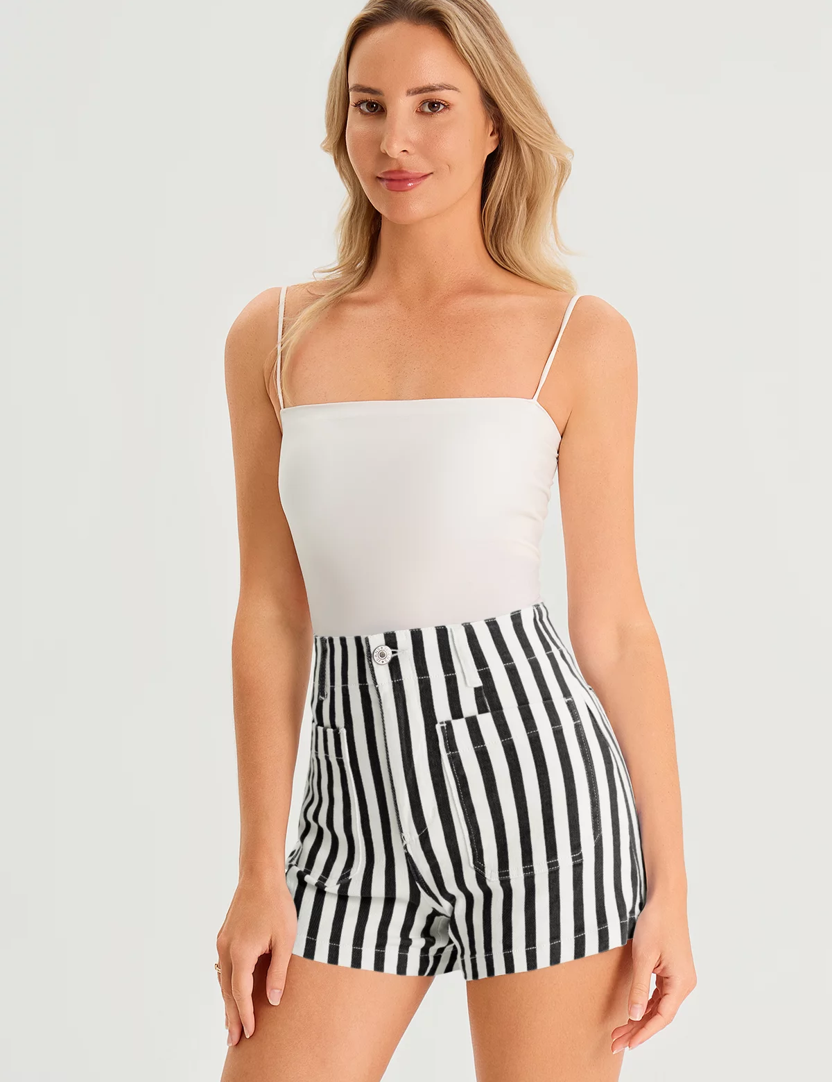 Womens Black Summer Striped Shorts 3