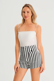 Womens Black Summer Striped Shorts 3