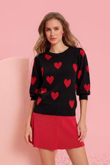 Womens Black 3/4 Puff Sleeve Sweater | CicyBell