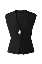 Cicy Bell Womens Black V Neck Sweater Vest