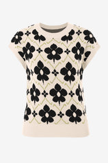 Womens Black Floral Cap Sleeve Sweater Tops | CicyBell