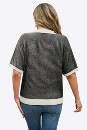 Cicy Bell Womens Black Striped Cropped Sweaters Tops