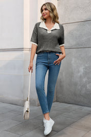 Cicy Bell Womens Black Striped Cropped Sweaters Tops