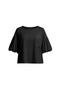 CicyBell Women's Black Puff Sleeve Blouse featuring chic lantern short sleeves and a classic crew neck with a functional chest pocket. This relaxed-fit summer top is a versatile staple for weekend brunch or seaside escapes.
