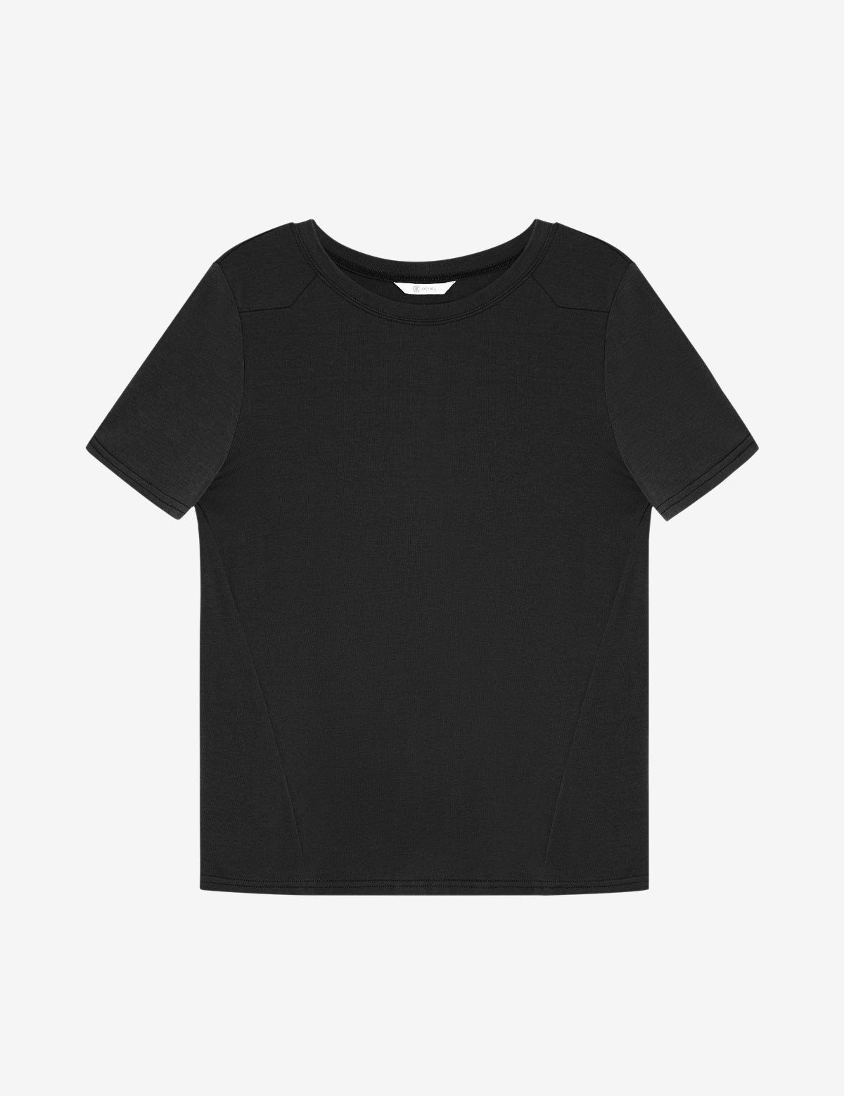 CicyBell Women's Black Summer Tee - Super-soft relaxed crewneck t-shirt with stretchy fit. Breathable cotton blend basic top for gym, travel, or casual everyday layers.