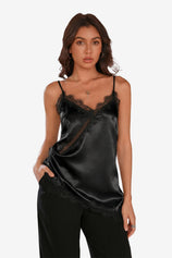 Women Black Summer Satin Cami Tops | CicyBell