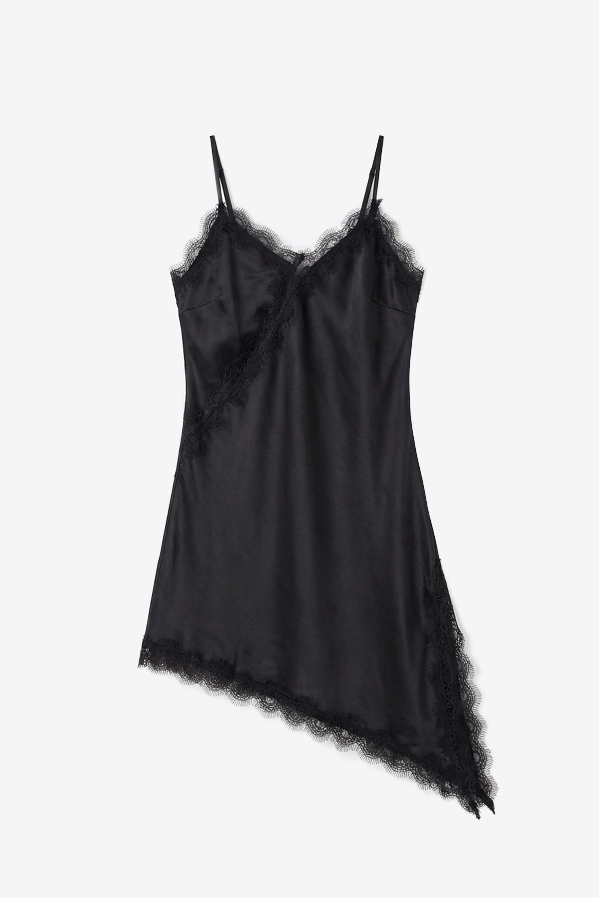 Womens Black Satin Lace Cami Tops | CicyBell