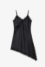Womens Black Satin Lace Cami Tops | CicyBell