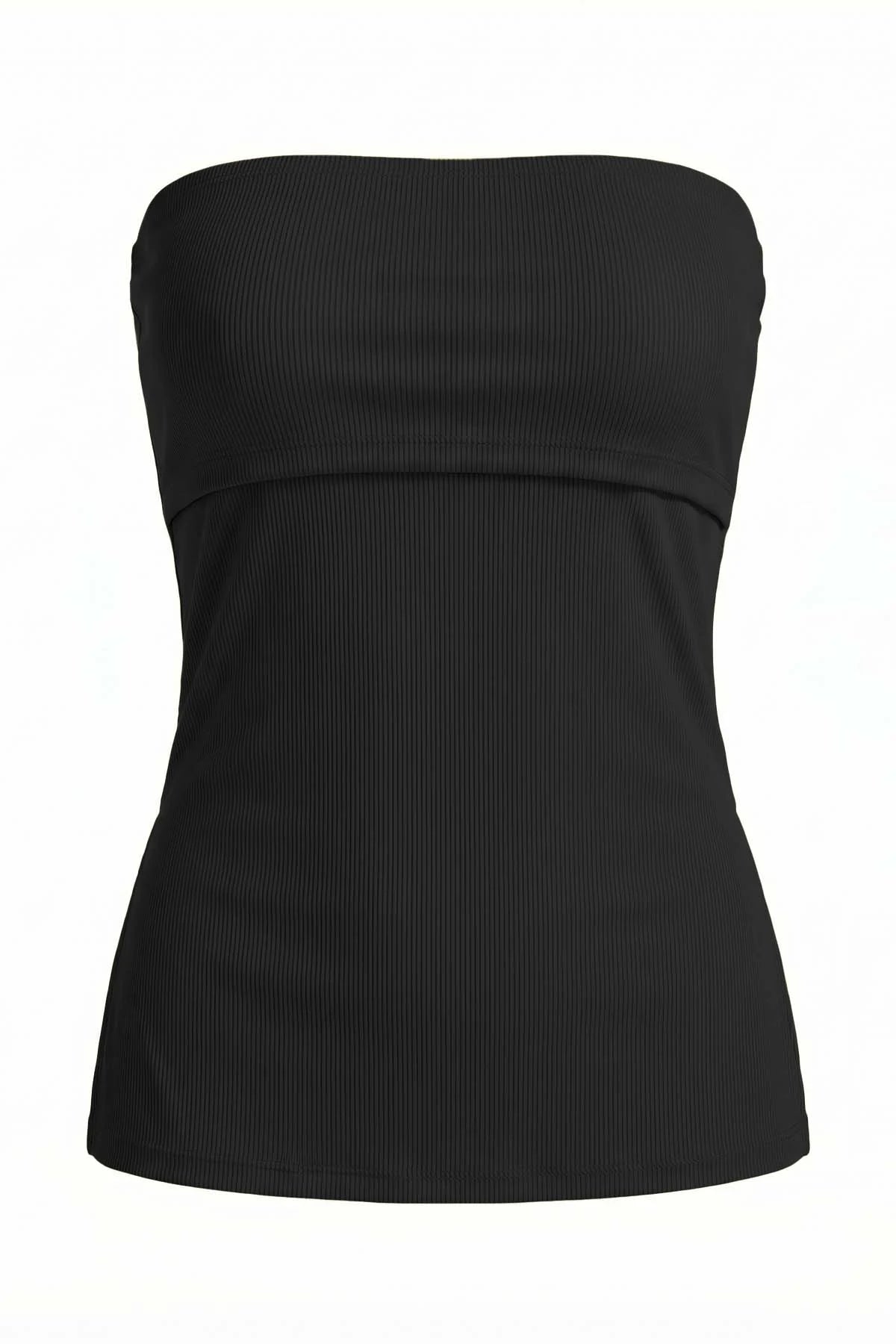 Womens Black Strapless Tube Y2K Tops | CicyBell