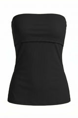 Womens Black Strapless Tube Y2K Tops | CicyBell