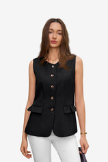 Womens Black Blazer Vest Tops  | CicyBell