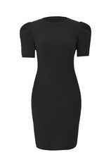 Cicy Bell Womens Black Puff Sleeve Bodycon Work Dresses