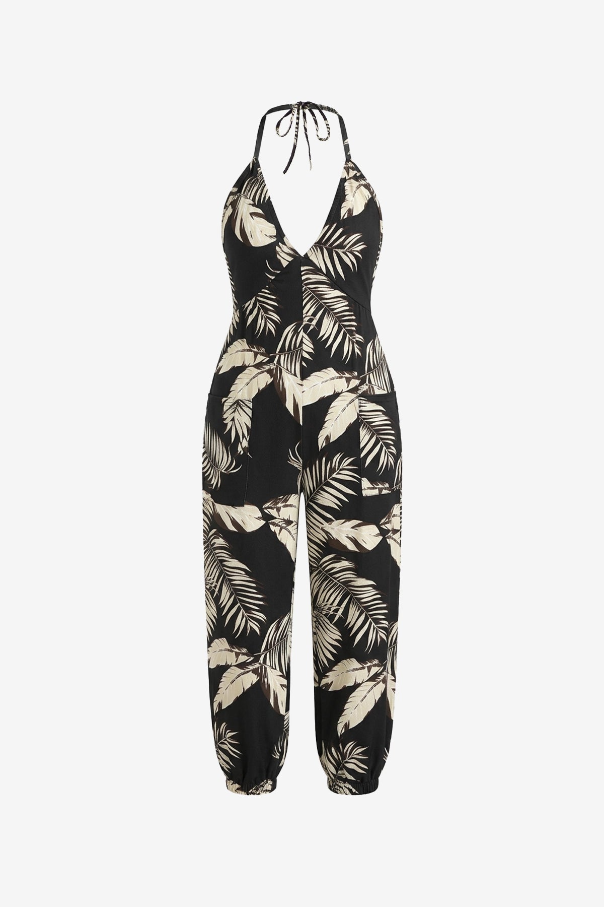 Womens Black&Brown Sexy Halter Jumpsuits | CicyBell