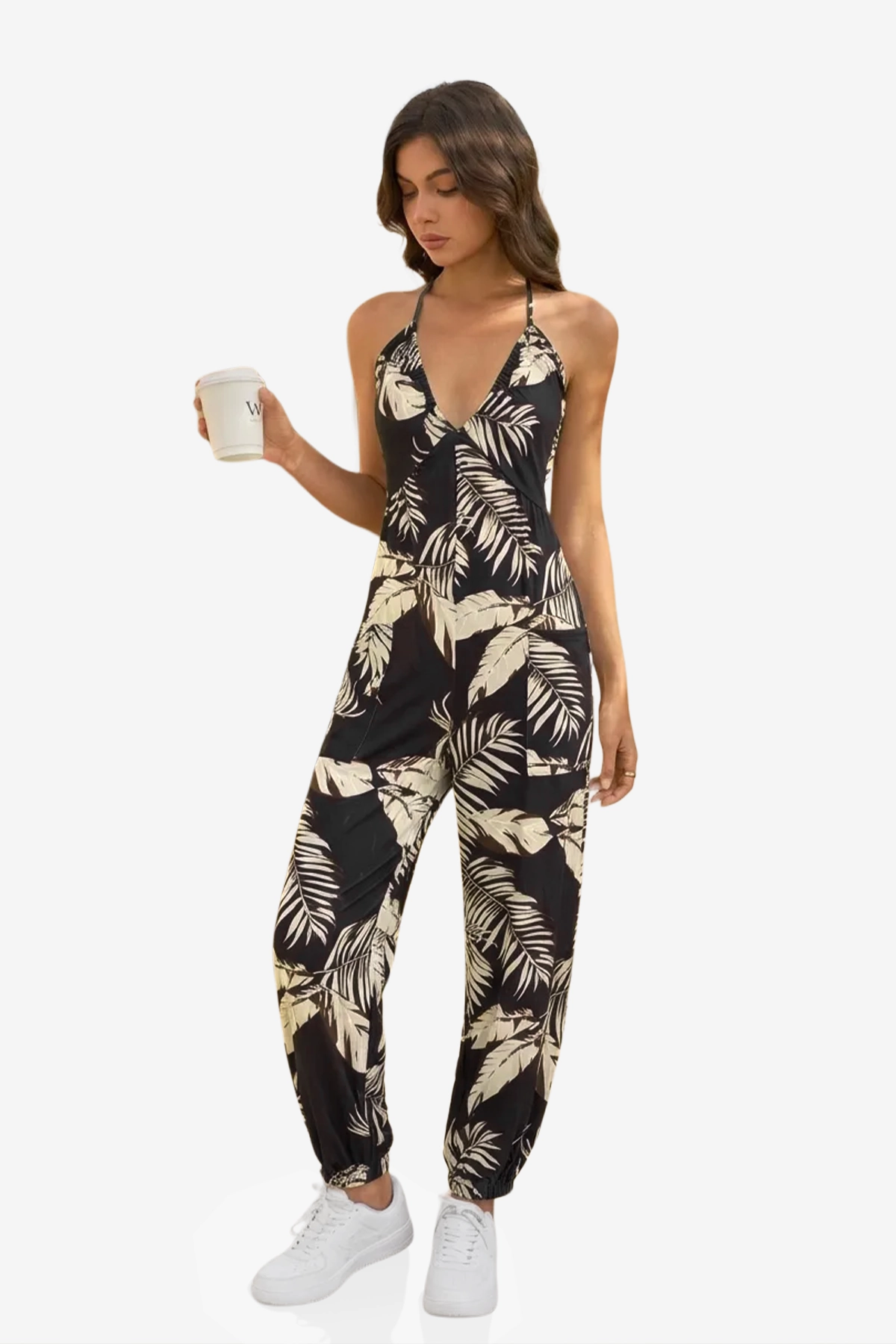 Womens Black&Brown Sexy Halter Jumpsuits | CicyBell