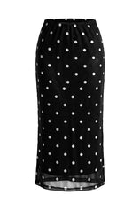 Womens Black&White Floral Boho Mesh Midi Skirt  | CicyBell