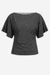 CicyBell Women's Polka Dot Wrap Top featuring an elegant boat neck and flowy batwing sleeves. This vintage-inspired summer blouse includes an adjustable cross-tie waist for a flattering, customizable fit.