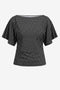 CicyBell Women's Polka Dot Wrap Top featuring an elegant boat neck and flowy batwing sleeves. This vintage-inspired summer blouse includes an adjustable cross-tie waist for a flattering, customizable fit.