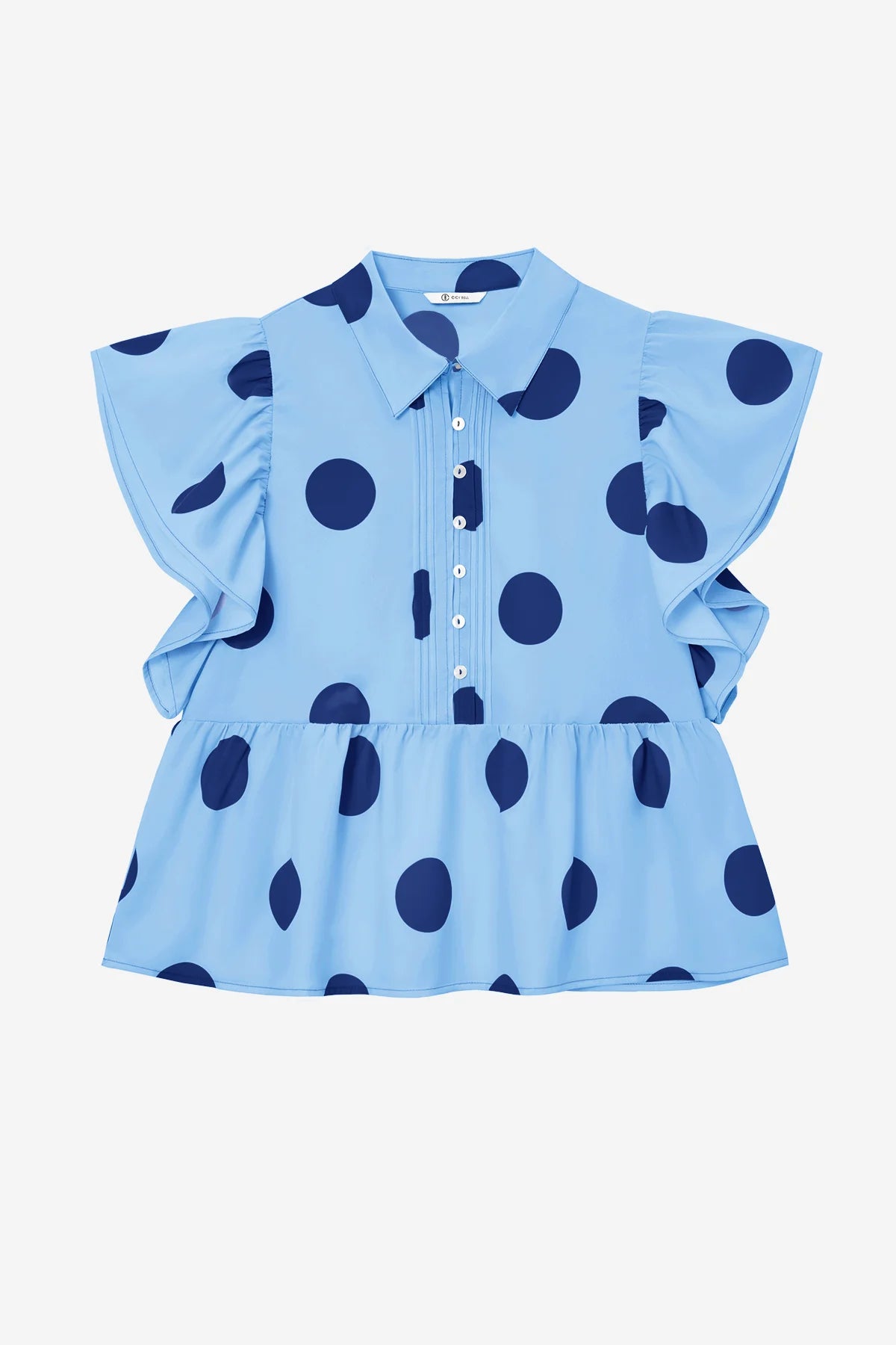 Womens Blue Polka Dot Babydoll Tops | CicyBell