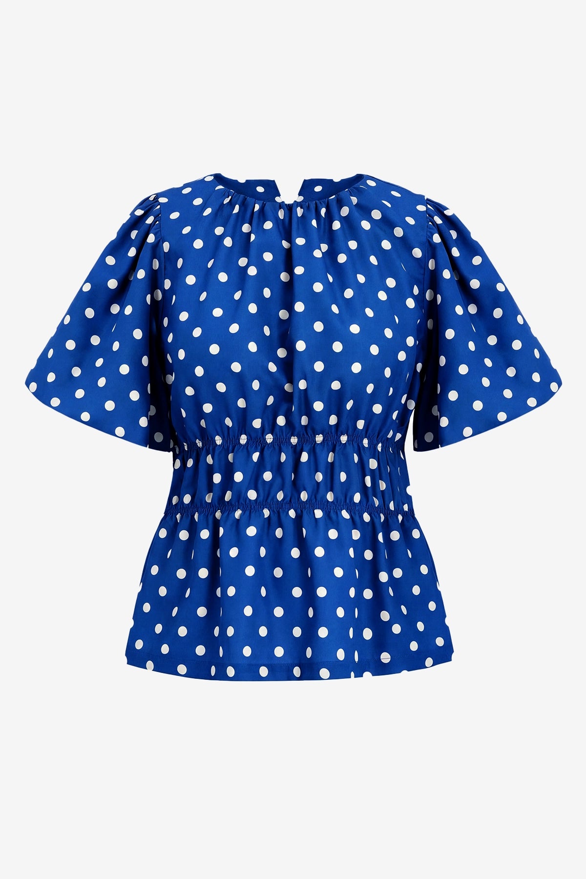 Womens Blue Polka Dots Peplum Blouses  | CicyBell