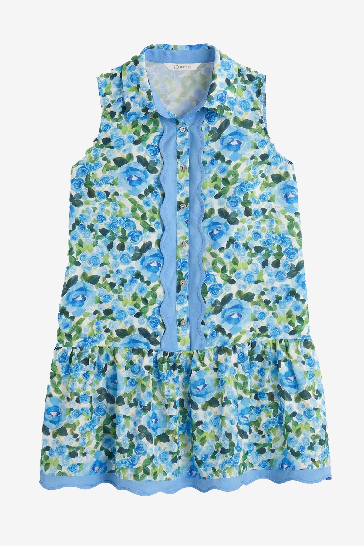 Womens Blue Floral Mini Dress | CicyBell