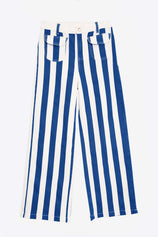 Womens Blue Striped Wide Leg Jeans | CicyBell