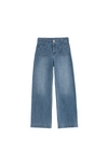 A chic pair of CicyBell wide-leg jeans in a classic retro silhouette. Highlights the smooth, side-pocket-free design that flatters the hips and stylish front patch pockets. Perfect for an effortless transition from a productive office day to a relaxed weekend.
