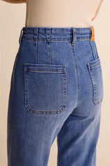 Womens Blue Straight Leg High Waisted Jeans | CicyBell