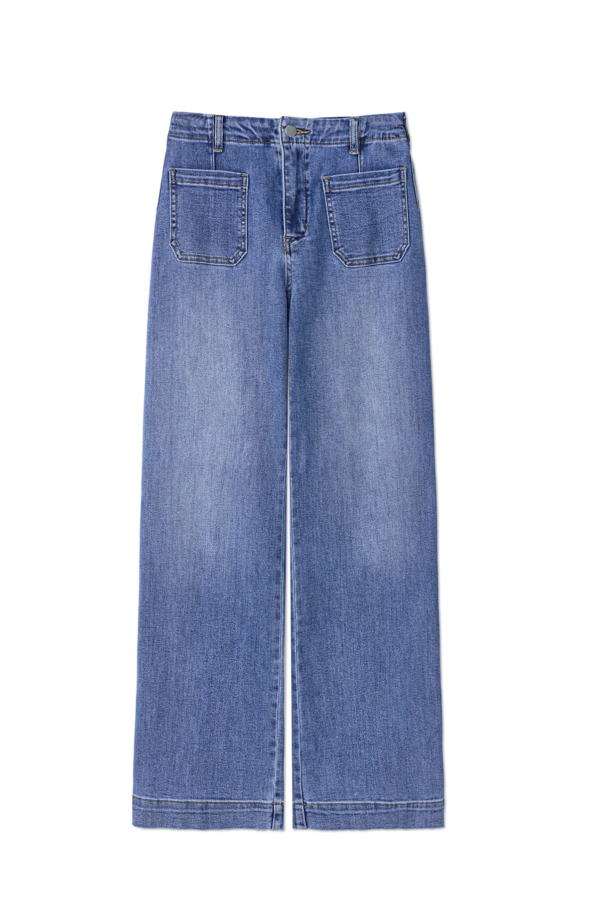 Womens Blue Straight Leg High Waisted Jeans | CicyBell