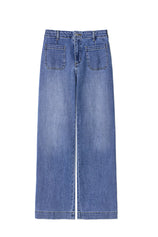 Womens Blue Straight Leg High Waisted Jeans | CicyBell