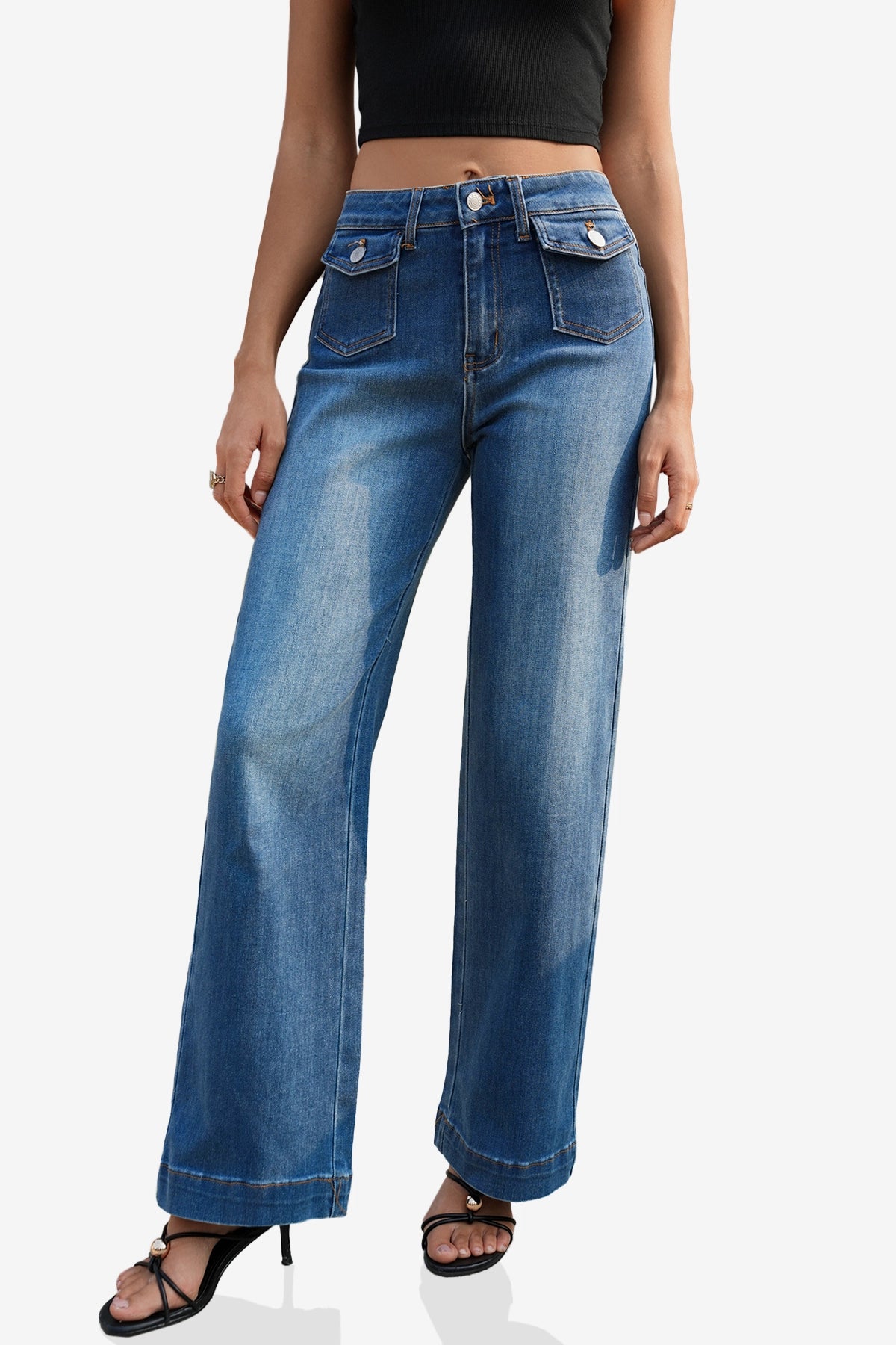 Womens Blue Wide Leg Jeans | CicyBell