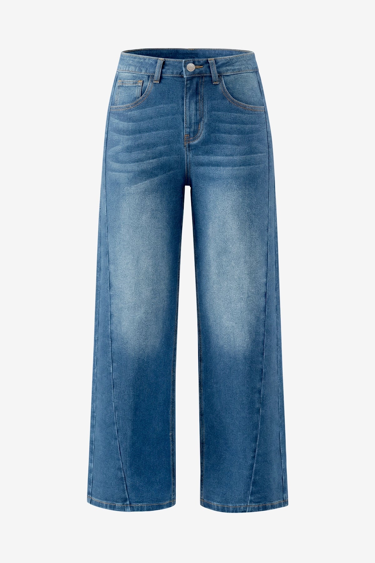 Womens Blue High Waisted Wide Leg Jeans | CicyBell