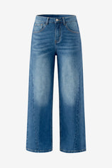 Womens Blue High Waisted Wide Leg Jeans | CicyBell