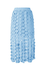 Cicy Bell Womens Blue Hollow Out Fringe Hem Maxi Skirts